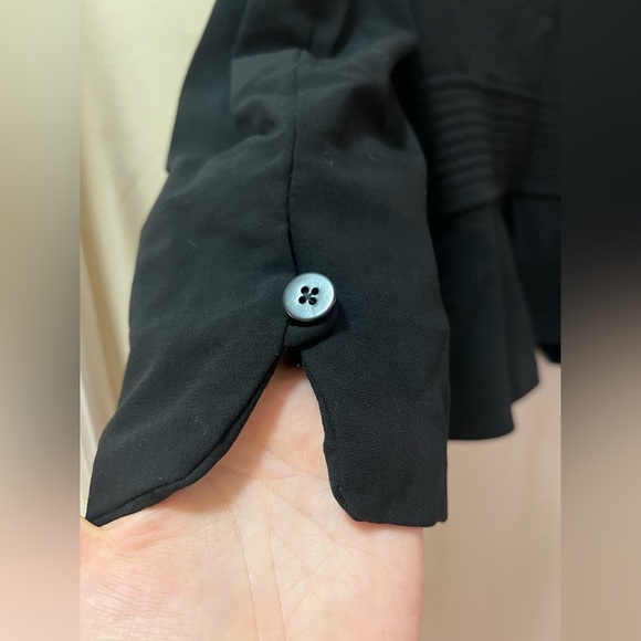 Armani Collezioni Black Wool Blazer Made in Italy Size 12 Button Up Ruffles - Picture 11 of 13